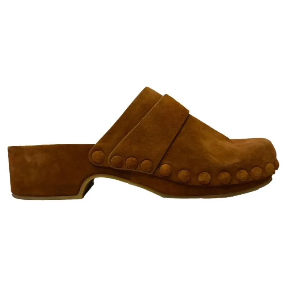 Chloé Joy Studded Clogs in Brown Suede - Picture 1 of 10